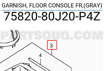 Suzuki 7582080J20P4Z GARNISH, FLOOR CONSOLE FR,(GRAY)