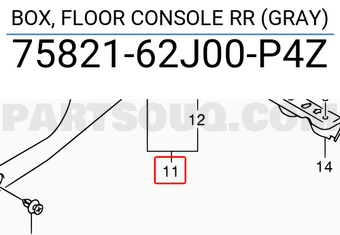 Suzuki 7582162J00P4Z BOX, FLOOR CONSOLE RR (GRAY)