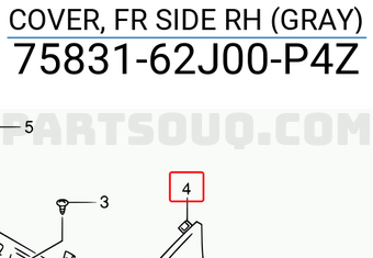 Suzuki 7583162J00P4Z COVER, FR SIDE RH (GRAY)