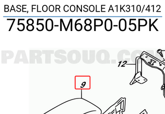 Suzuki 75850M68P005PK BASE, FLOOR CONSOLE A1K310/412