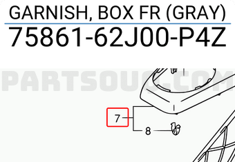 Suzuki 7586162J00P4Z GARNISH, BOX FR (GRAY)