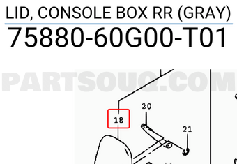 Suzuki 7588060G00T01 LID, CONSOLE BOX RR (GRAY)