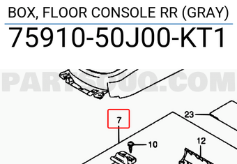 Suzuki 7591050J00KT1 BOX, FLOOR CONSOLE RR (GRAY)