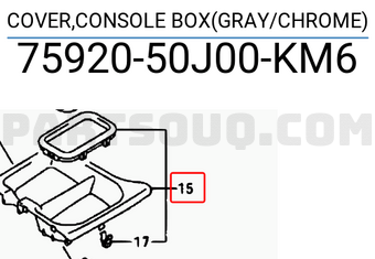 Suzuki 7592050J00KM6 COVER,CONSOLE BOX(GRAY/CHROME)