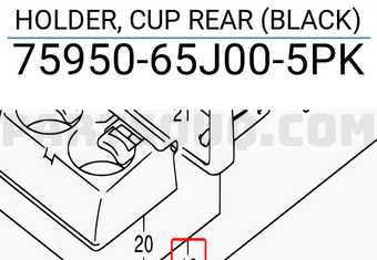 Suzuki 7595065J005PK HOLDER, CUP REAR (BLACK)