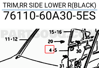 Suzuki 7611060A305ES TRIM,RR SIDE LOWER R(BLACK)