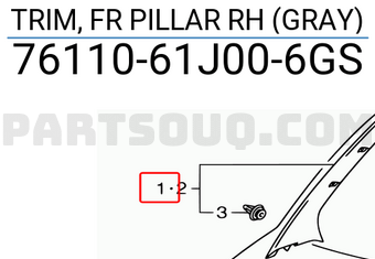 Suzuki 7611061J006GS TRIM, FR PILLAR RH (GRAY)