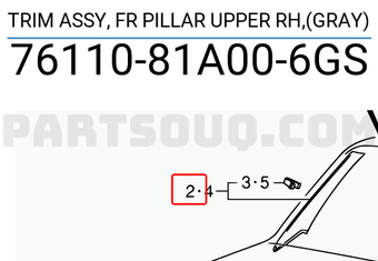 Suzuki 7611081A006GS TRIM ASSY, FR PILLAR UPPER RH,(GRAY)