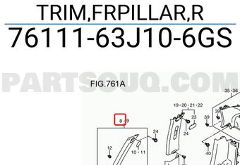Suzuki 7611163J106GS TRIM,FRPILLAR,R