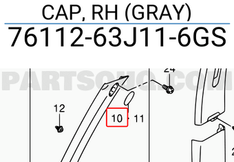 Suzuki 7611263J116GS CAP, RH (GRAY)