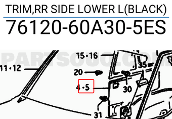 Suzuki 7612060A305ES TRIM,RR SIDE LOWER L(BLACK)