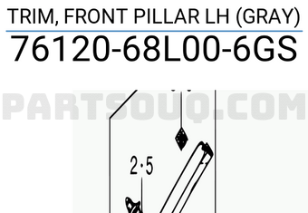 Suzuki 7612068L006GS TRIM, FRONT PILLAR LH (GRAY)