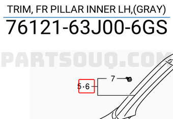 Suzuki 7612163J006GS TRIM, FR PILLAR INNER LH,(GRAY)