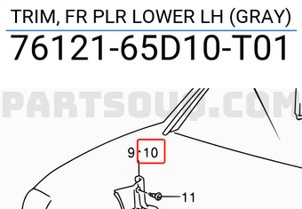 Suzuki 7612165D10T01 TRIM, FR PLR LOWER LH (GRAY)