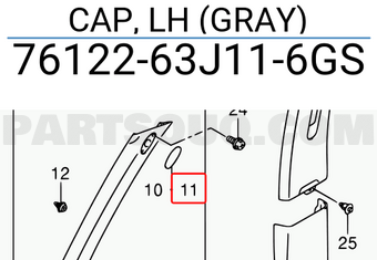 Suzuki 7612263J116GS CAP, LH (GRAY)