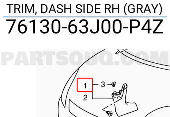 Suzuki 7613063J00P4Z TRIM, DASH SIDE RH (GRAY)