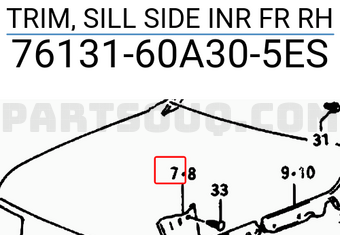 Suzuki 7613160A305ES TRIM, SILL SIDE INR FR RH