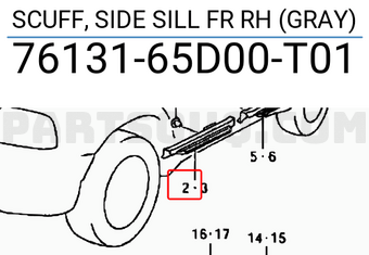 Suzuki 7613165D00T01 SCUFF, SIDE SILL FR RH (GRAY)