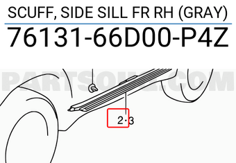 Suzuki 7613166D00P4Z SCUFF, SIDE SILL FR RH (GRAY)