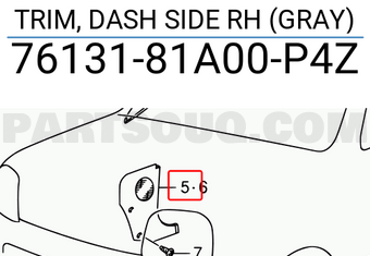 Suzuki 7613181A00P4Z TRIM, DASH SIDE RH (GRAY)