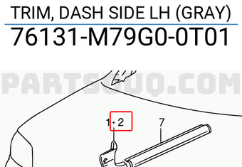 Suzuki 76131M79G00T01 TRIM, DASH SIDE LH (GRAY)