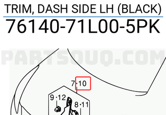Suzuki 7614071L005PK TRIM, DASH SIDE LH (BLACK)