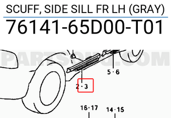 Suzuki 7614165D00T01 SCUFF, SIDE SILL FR LH (GRAY)