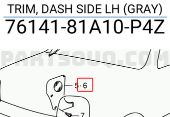 Suzuki 7614181A10P4Z TRIM, DASH SIDE LH (GRAY)