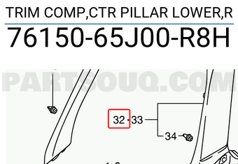 Suzuki 7615065J00R8H TRIM COMP,CTR PILLAR LOWER,R