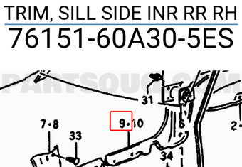 Suzuki 7615160A305ES TRIM, SILL SIDE INR RR RH