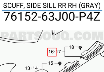 Suzuki 7615263J00P4Z SCUFF, SIDE SILL RR RH (GRAY)