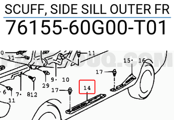 Suzuki 7615560G00T01 SCUFF, SIDE SILL OUTER FR