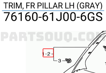 Suzuki 7616061J006GS TRIM, FR PILLAR LH (GRAY)