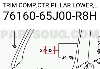 Suzuki 7616065J00R8H TRIM COMP,CTR PILLAR LOWER,L