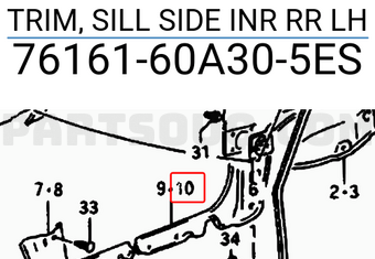 Suzuki 7616160A305ES TRIM, SILL SIDE INR RR LH