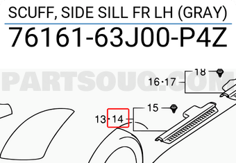 Suzuki 7616163J00P4Z SCUFF, SIDE SILL FR LH (GRAY)