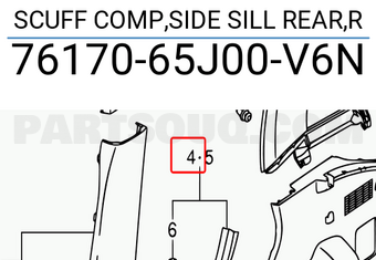 Suzuki 7617065J00V6N SCUFF COMP,SIDE SILL REAR,R