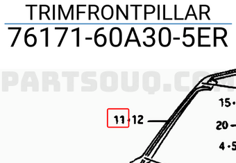 Suzuki 7617160A305ER TRIMFRONTPILLAR