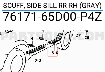 Suzuki 7617165D00P4Z SCUFF, SIDE SILL RR RH (GRAY)