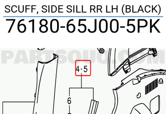 Suzuki 7618065J005PK SCUFF, SIDE SILL RR LH (BLACK)