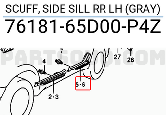Suzuki 7618165D00P4Z SCUFF, SIDE SILL RR LH (GRAY)