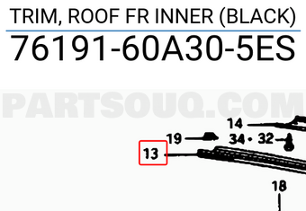 Suzuki 7619160A305ES TRIM, ROOF FR INNER (BLACK)