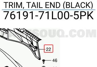 Suzuki 7619171L005PK TRIM, TAIL END (BLACK)