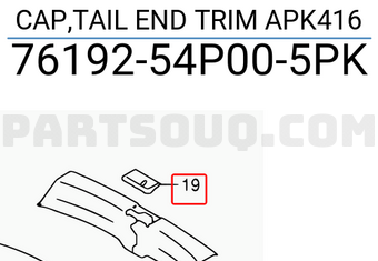 Suzuki 7619254P005PK CAP,TAIL END TRIM APK416