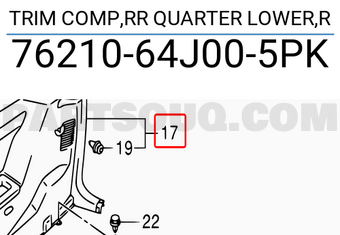 Suzuki 7621064J005PK TRIM COMP,RR QUARTER LOWER,R