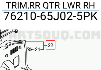 Suzuki 7621065J025PK TRIM,RR QTR LWR RH