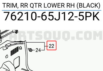 Suzuki 7621065J125PK TRIM, RR QTR LOWER RH (BLACK)