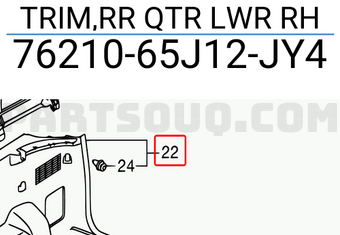 Suzuki 7621065J12JY4 TRIM,RR QTR LWR RH