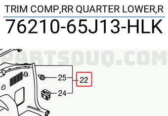 Suzuki 7621065J13HLK TRIM COMP,RR QUARTER LOWER,R