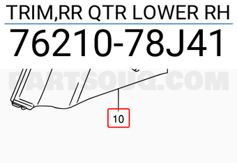 Suzuki 7621078J41 TRIM,RR QTR LOWER RH